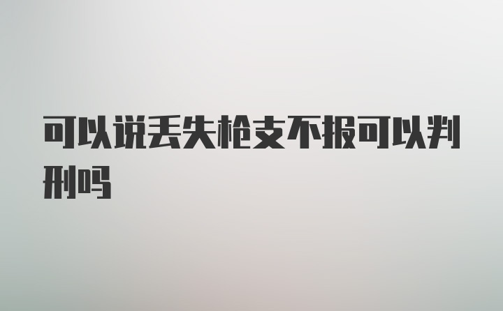 可以说丢失枪支不报可以判刑吗