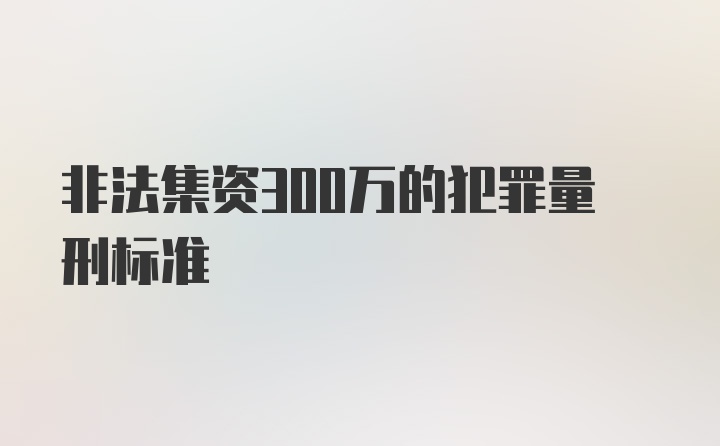 非法集资300万的犯罪量刑标准