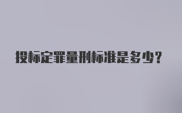 投标定罪量刑标准是多少？