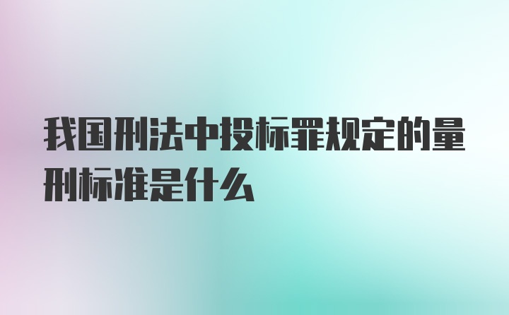 我国刑法中投标罪规定的量刑标准是什么