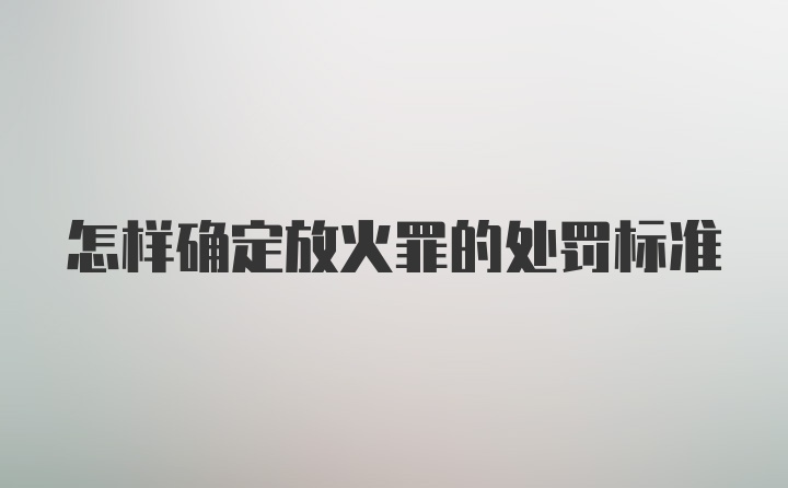 怎样确定放火罪的处罚标准