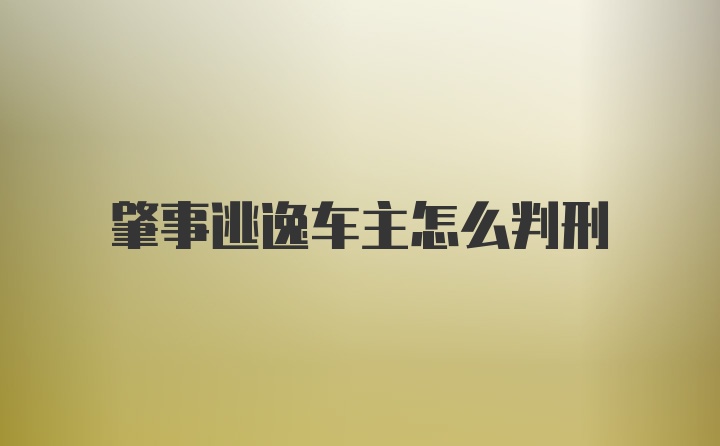 肇事逃逸车主怎么判刑