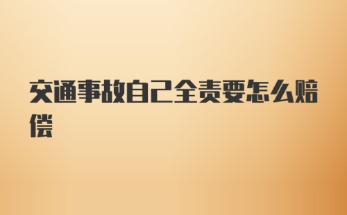 交通事故自己全责要怎么赔偿