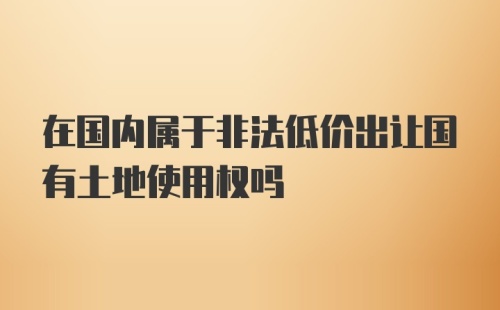 在国内属于非法低价出让国有土地使用权吗