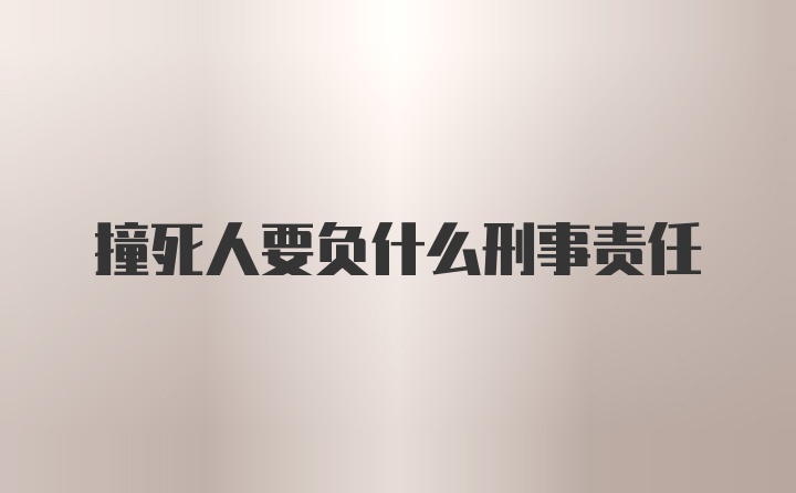 撞死人要负什么刑事责任