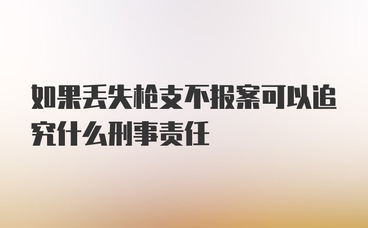 如果丢失枪支不报案可以追究什么刑事责任