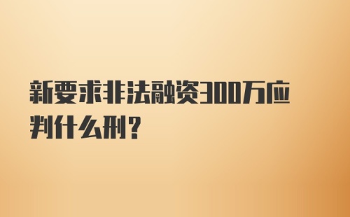 新要求非法融资300万应判什么刑?