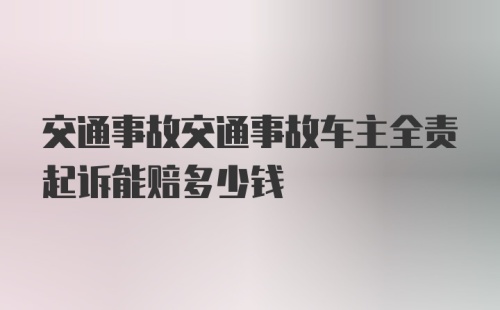 交通事故交通事故车主全责起诉能赔多少钱