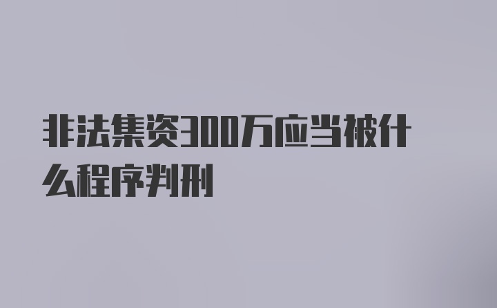 非法集资300万应当被什么程序判刑