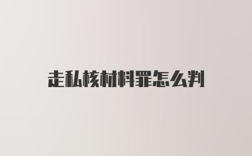 走私核材料罪怎么判