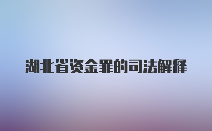 湖北省资金罪的司法解释