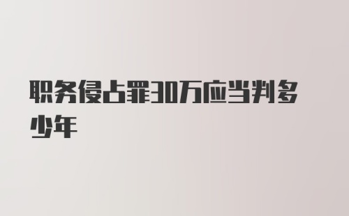 职务侵占罪30万应当判多少年