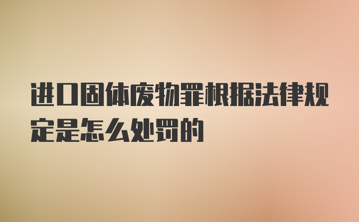 进口固体废物罪根据法律规定是怎么处罚的