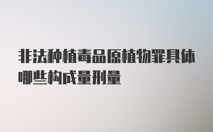 非法种植毒品原植物罪具体哪些构成量刑量