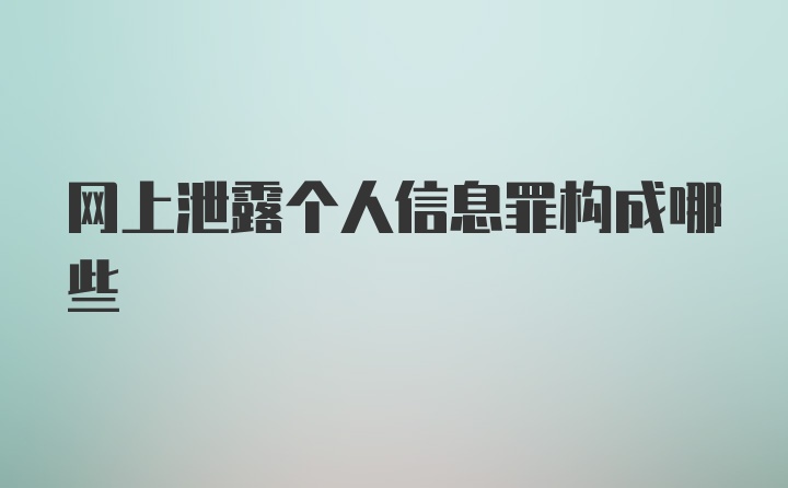 网上泄露个人信息罪构成哪些