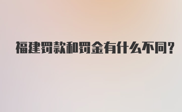 福建罚款和罚金有什么不同？