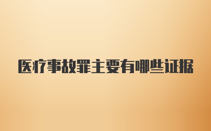 医疗事故罪主要有哪些证据