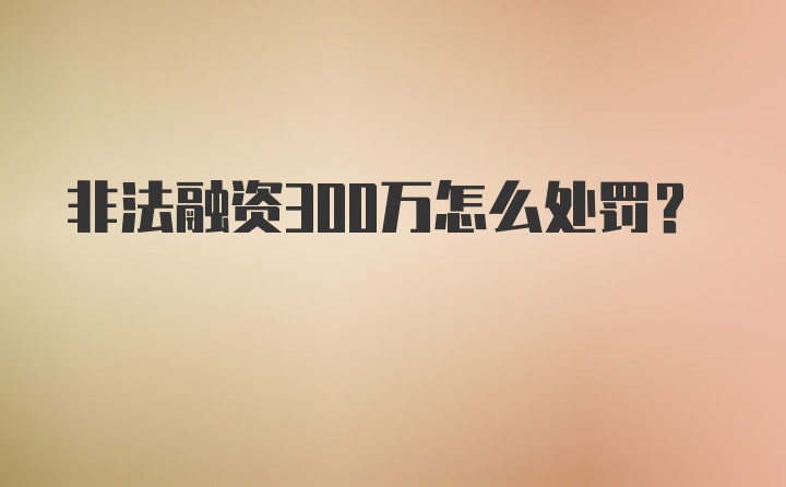 非法融资300万怎么处罚？