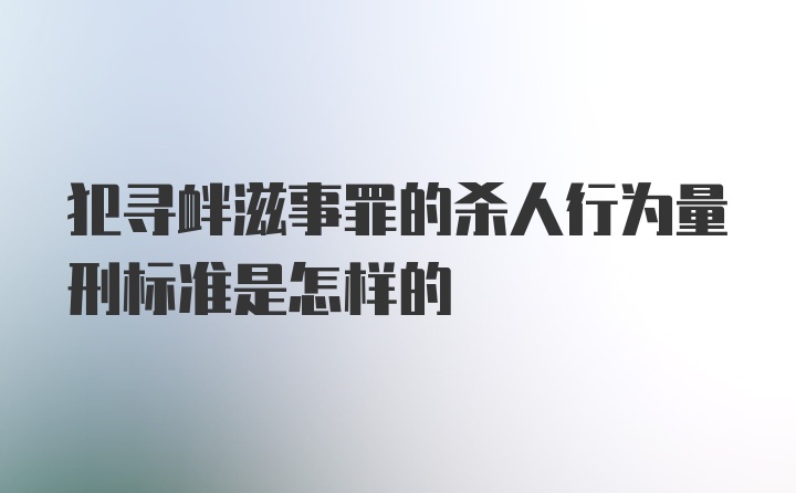 犯寻衅滋事罪的杀人行为量刑标准是怎样的