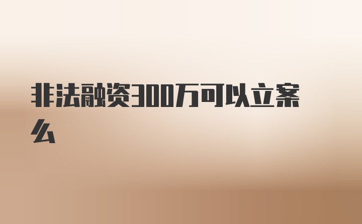 非法融资300万可以立案么