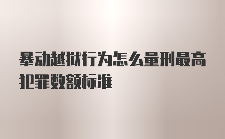 暴动越狱行为怎么量刑最高犯罪数额标准