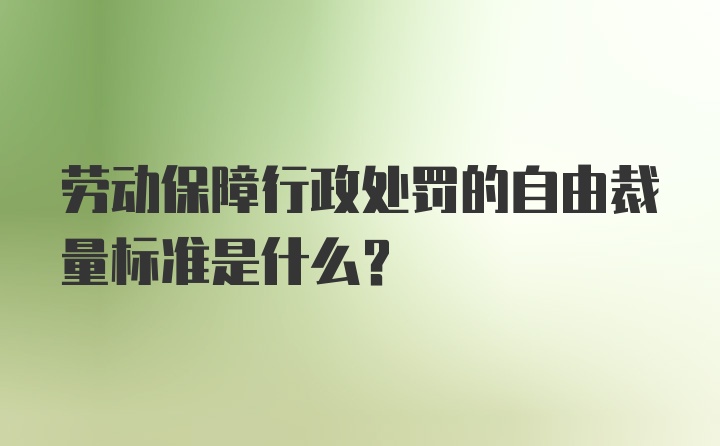 劳动保障行政处罚的自由裁量标准是什么？