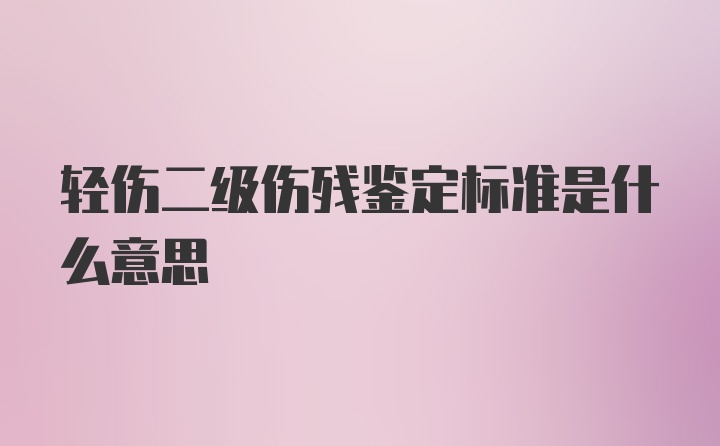 轻伤二级伤残鉴定标准是什么意思