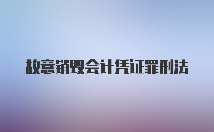 故意销毁会计凭证罪刑法