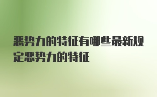 恶势力的特征有哪些最新规定恶势力的特征