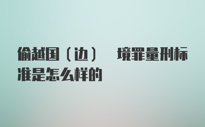 偷越国(边) 境罪量刑标准是怎么样的