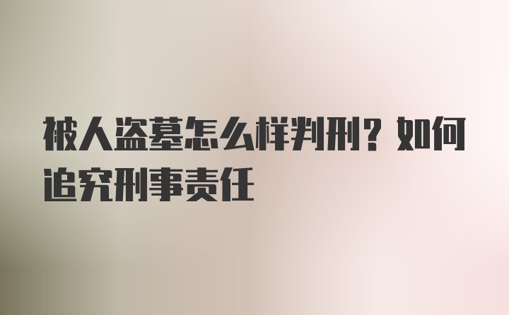 被人盗墓怎么样判刑？如何追究刑事责任