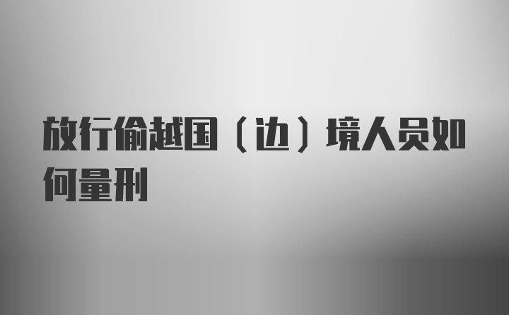 放行偷越国（边）境人员如何量刑