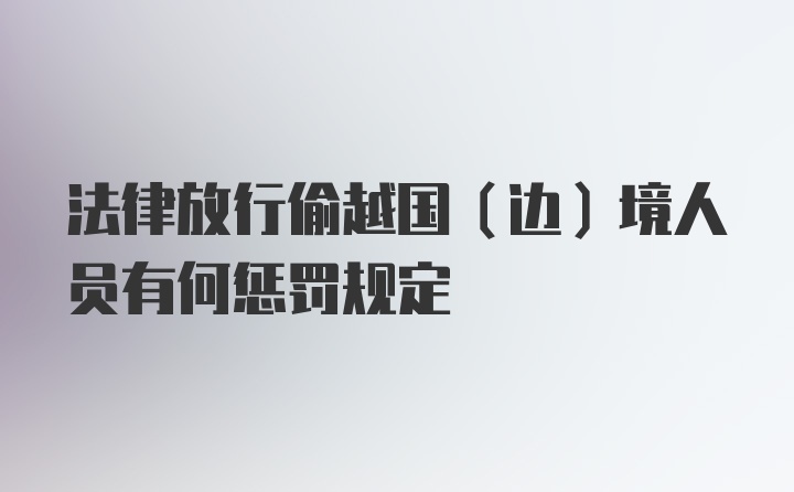 法律放行偷越国(边)境人员有何惩罚规定