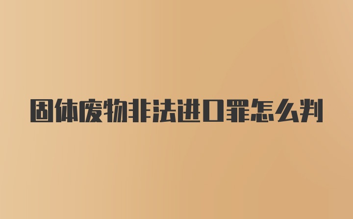 固体废物非法进口罪怎么判