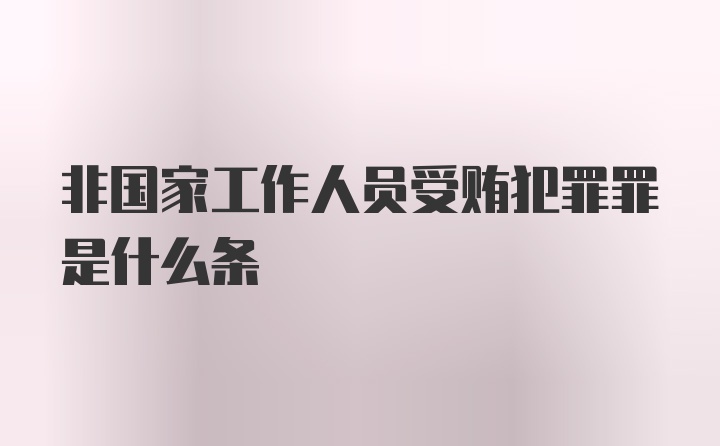 非国家工作人员受贿犯罪罪是什么条