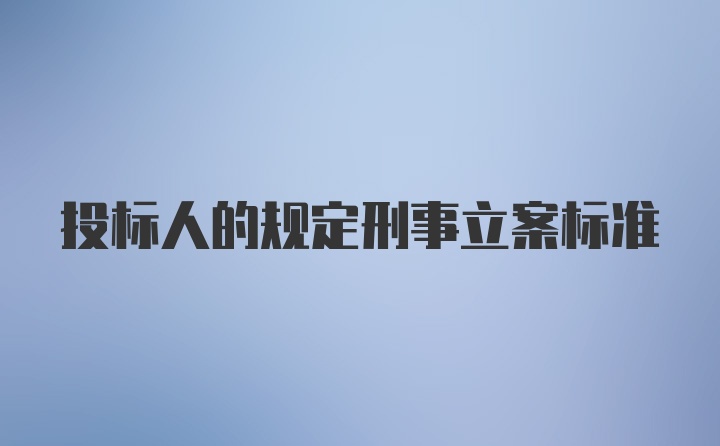 投标人的规定刑事立案标准