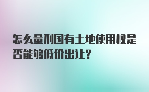 怎么量刑国有土地使用权是否能够低价出让？