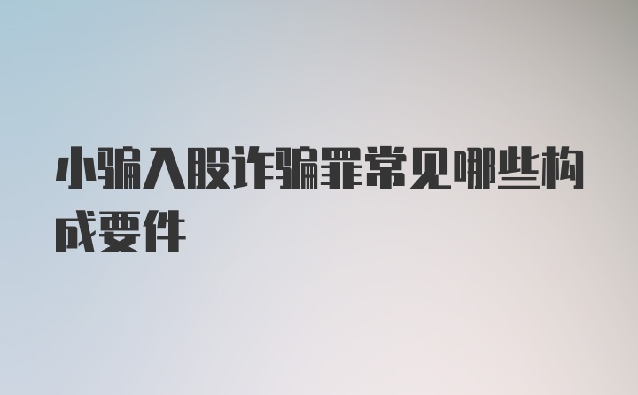 小骗入股诈骗罪常见哪些构成要件