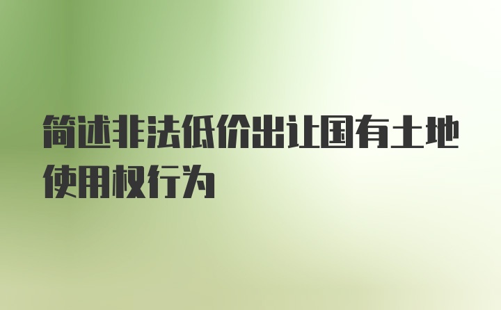 简述非法低价出让国有土地使用权行为