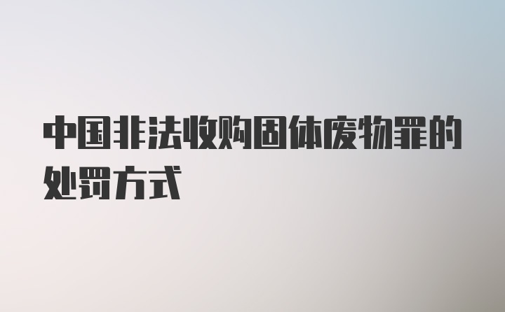 中国非法收购固体废物罪的处罚方式