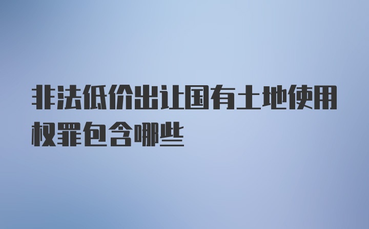 非法低价出让国有土地使用权罪包含哪些