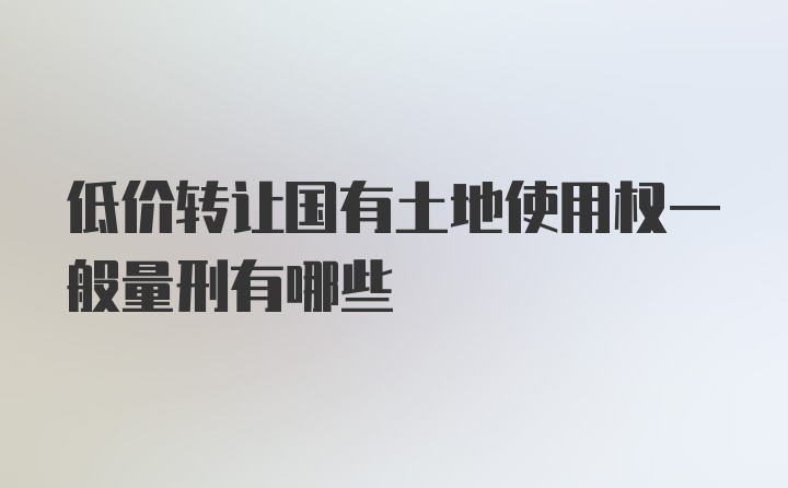 低价转让国有土地使用权一般量刑有哪些