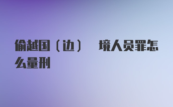 偷越国(边) 境人员罪怎么量刑