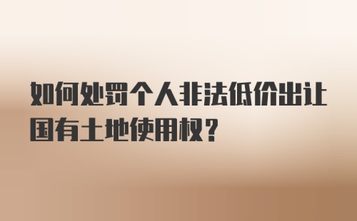 如何处罚个人非法低价出让国有土地使用权？