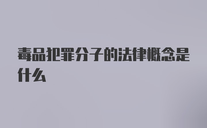 毒品犯罪分子的法律概念是什么