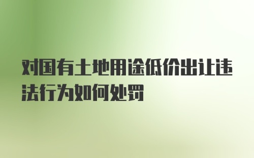 对国有土地用途低价出让违法行为如何处罚