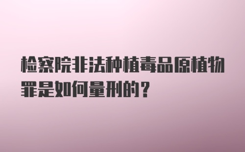 检察院非法种植毒品原植物罪是如何量刑的?