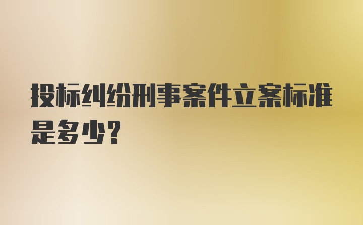 投标纠纷刑事案件立案标准是多少？