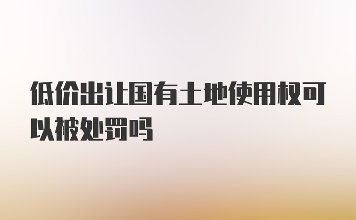 低价出让国有土地使用权可以被处罚吗