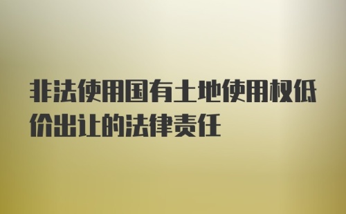 非法使用国有土地使用权低价出让的法律责任